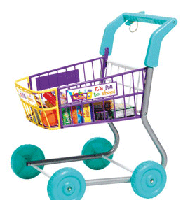 toy shopping trolley with food 