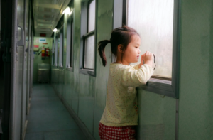 child on a train 