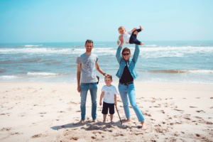 family on a beach 