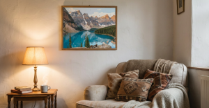 Completed paint by numbers artwork displayed as home decor in a cozy living space