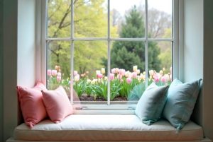 tuilips on a window cill