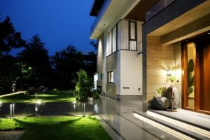 modern home at night